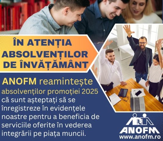 Absolvenții promoției 2025 așteptați să se înregistreze la AJOFM