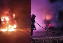 Incendiu la un autocamion, propagat la mai multe vehicule parcate