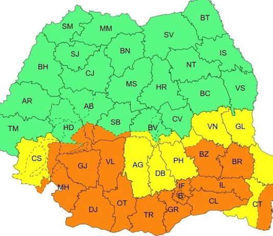 Județul Olt, sub incidența unui cod portocaliu de ploi