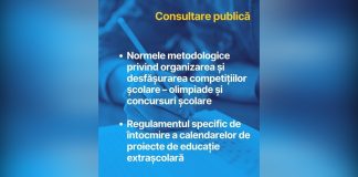 Consultare publică privind modalitatea de organizare a competițiilor școlare