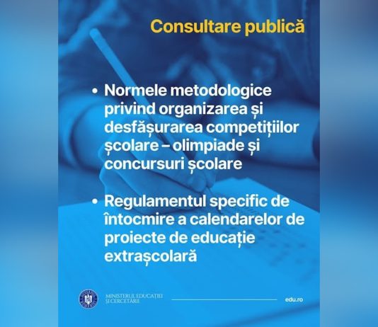 Consultare publică privind modalitatea de organizare a competițiilor școlare