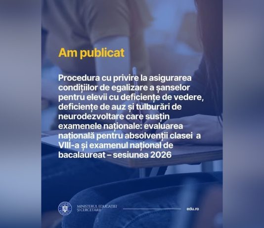 Asigurarea condițiilor de egalizare a șanselor pentru elevii cu deficiențe, la examene