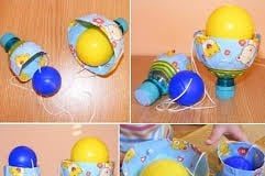 Expoziție de jucării decorative realizate din materiale reciclabile