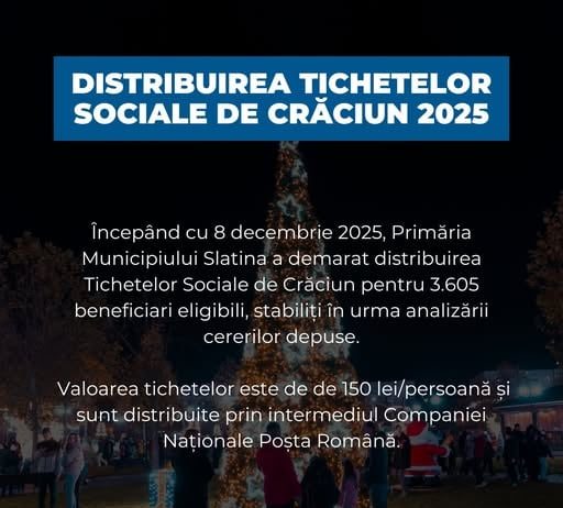ANUNȚ IMPORTANT – Distribuirea Tichetelor Sociale de Crăciun 2025