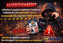 AVERTISMENT: apeluri telefonice frauduloase ale unor persoane care se recomandă inspectori