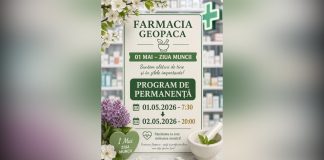 Farmacia Geopaca asigură permanență de 1 Mai