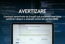 AVERTIZARE – Continuă tentativele de fraudă sub pretextul unei false notificări despre o amendă online din partea DNSC!