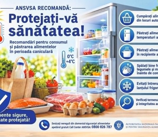 Recomandări pentru evitarea apariției unor episoade de toxiinfecții alimentare în perioadele cu temperature ridicate