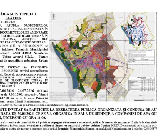 PRIMĂRIA MUNICIPIULUI SLATINA (REACTUALIZARE PLAN URBANISTIC GENERAL)