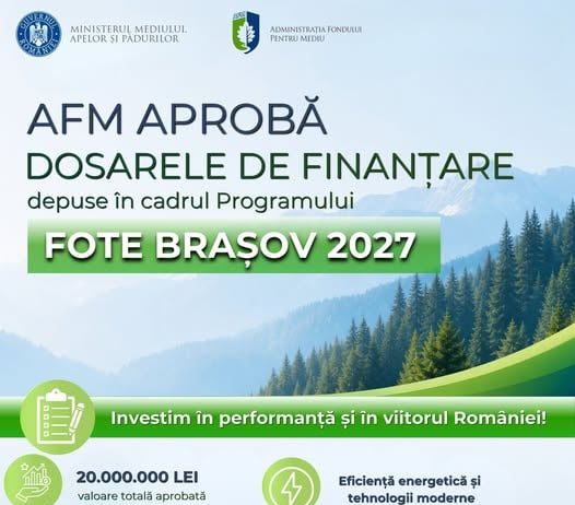 AFM aprobă dosarele de finanțare depuse în cadrul Programului FOTE Brașov 2027