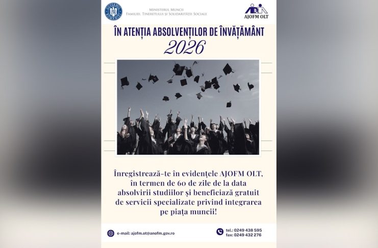 ABSOLVENȚII DE ÎNVĂȚĂMÂNT PROMOȚIA 2026, AȘTEPTAȚI LA AJOFM OLT