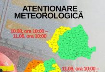 Administrația Națională de Meteorologie a emis mai multe atenționări meteorologice