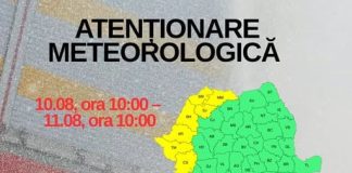 Administrația Națională de Meteorologie a emis mai multe atenționări meteorologice