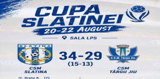 CSM Slatina debutează cu victorie la Cupa Slatinei: 34-29 cu CSM Târgu Jiu