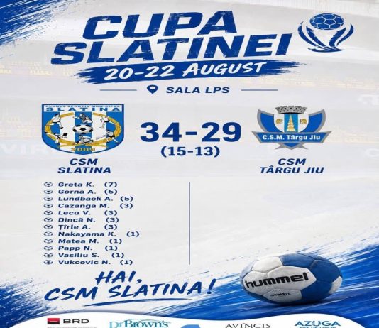 CSM Slatina debutează cu victorie la Cupa Slatinei: 34-29 cu CSM Târgu Jiu