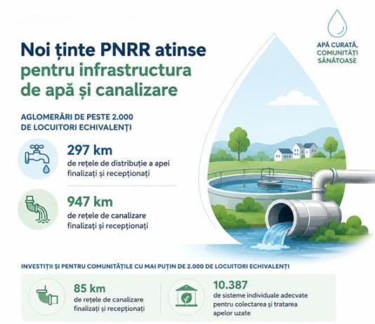 Noi ținte PNRR atinse pentru infrastructura de apă și canalizare