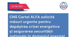 CNS Cartel ALFA solicită măsuri urgente pentru depășirea crizei energetice și asigurarea securității naționale