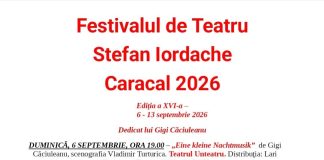 Biletele pentru Festivalul de Teatru „Ștefan Iordache” Caracal 2026 se pun în vânzare de astăzi