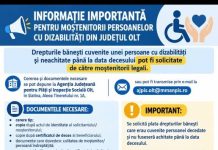 INFORMAȚIE IMPORTANTĂ PENTRU MOȘTENITORII PERSOANELOR CU DIZABILITĂȚI DIN JUDEȚUL OLT