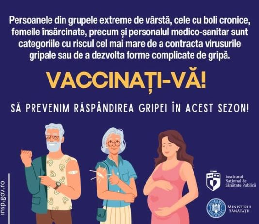 Vaccinarea antigripală, cea mai eficientă metodă prin care vă puteți reduce riscul de a dezvolta forme severe de boală.