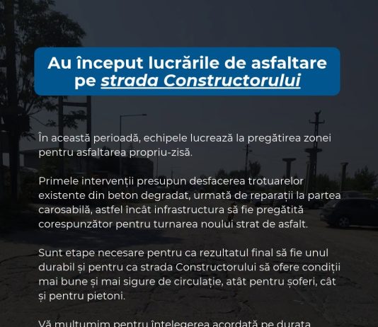 Au început lucrările de asfaltare pe strada Constructorului din Slatina
