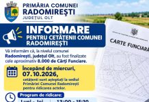 Aproximativ 8.000 de cărți funciare, finalizate la Radomirești. Locuitorii își pot ridica documentele de la Primărie.