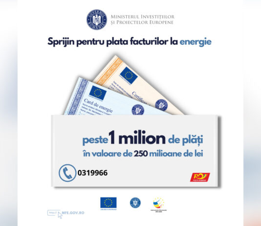 Un milion de familii și-au achitat facturile la utilități din fonduri europene