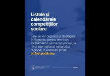 Listele și calendarele de desfășurare pentru competițiile școlare din anul școlar 2025-2026.