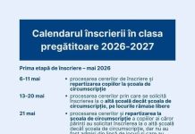 Calendarul pentru înscrierea copiilor în clasa pregătitoare în anul școlar 2026 – 2027 a fost aprobat.