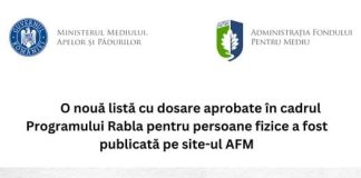 O nouă listă cu dosare aprobate în cadrul Programului Rabla pentru persoane fizice a fost publicată pe site-ul AFM