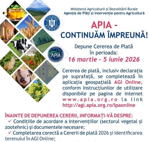 APIA primește Cereri de plată pentru Campania 2026