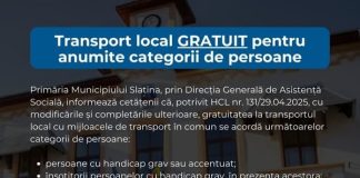 INFORMARE – Transport local gratuit pentru anumite categorii de persoane