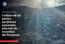 Ajutoare de urgență de 1 milion de lei pentru sprijinirea persoanelor afectate de incendiul din localitatea Rucăreni, județul Vrancea