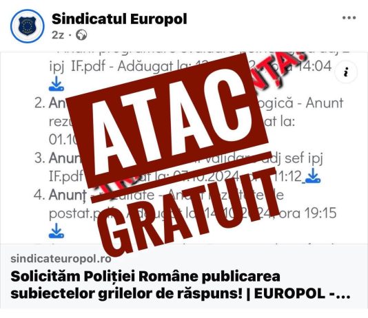 POLIȚIA ROMÂNĂ RĂSPUNDE LA ATACURILE SINDICATULUI EUROPOL