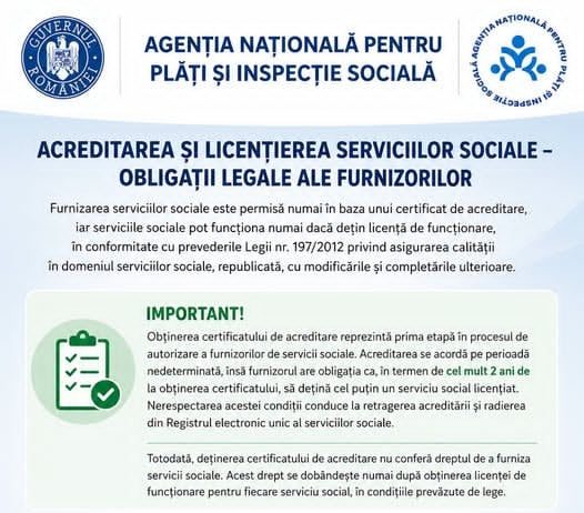 Acreditarea și licențierea serviciilor sociale – obligații legale ale furnizorilor