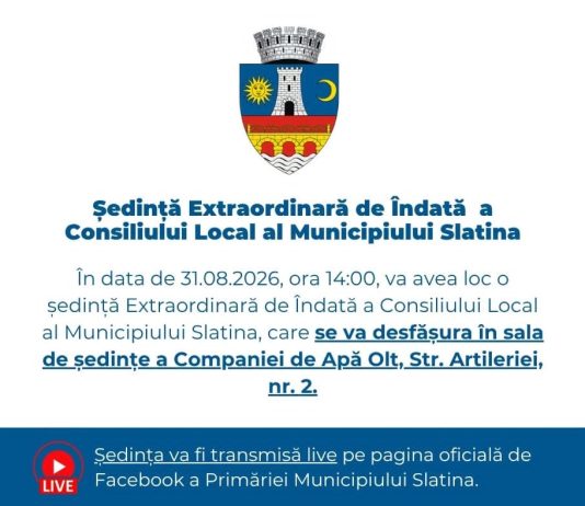 Ședință de urgență la Slatina: două comisii noi pentru urbanism, pe fondul schimbărilor aduse de noul Cod
