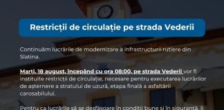 Restricții de circulație pe strada Vederii din Slatina.