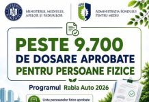 Peste 9.700 de dosare au fost aprobate în cadrul Programului RablaAuto2026, dedicat persoanelor fizice