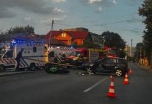 ACCIDENT LA SLATINA. UN MOTOCICLIST A AJUNS LA SPITAL