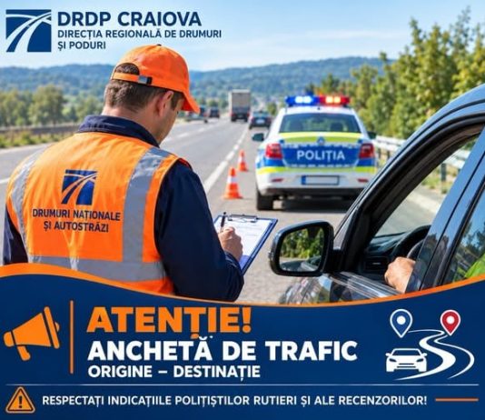 Anchete de circulație Origine–Destinație pe drumurile din administrarea DRDP Craiova