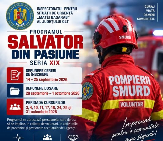 Vrei să devii salvator? ISU Olt deschide o nouă serie a programului „Salvator din pasiune”