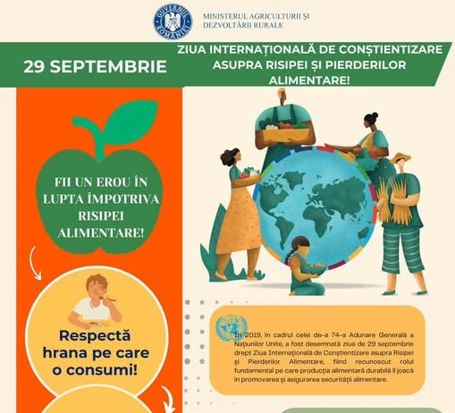 29 Septembrie – Ziua Internațională de Conștientizare a Pierderilor și Risipei Alimentare