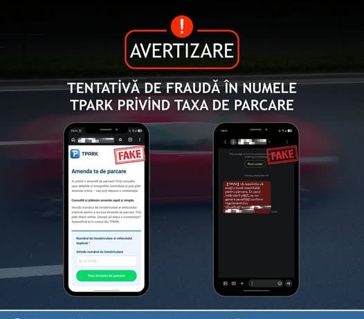 AVERTIZARE: SMS-uri frauduloase în numele TPARK